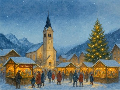 Mercado navideño de Snowy Village de Natalie Bruns