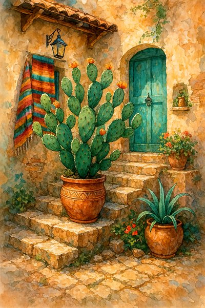 Escalones del Cactus del Suroeste de Natalie Bruns