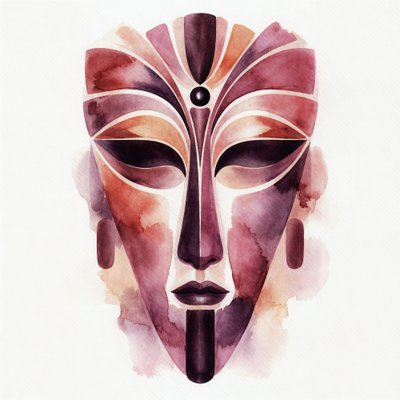 Máscara espiritual de acuarela de Natalie Bruns