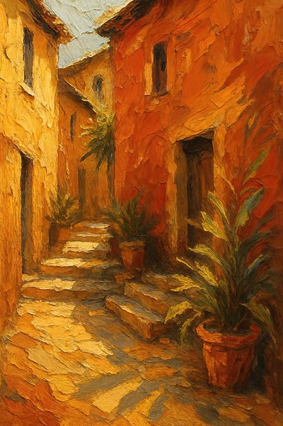 Escaleras de Sunlit Village de Natalie Bruns