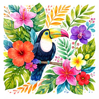 Tucán de la selva en colores vivos de Natalie Bruns