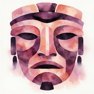 Máscara tribal en acuarela de Natalie Bruns