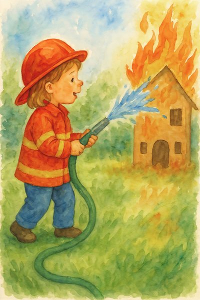 Un joven bombero jugando de Natalie Bruns