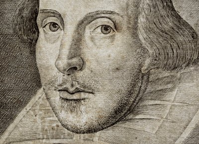 Detalle del retrato de William Shakespeare en el frontispicio de Comedies, histories,  t... de Nathan Benn
