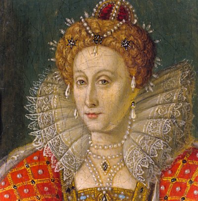 Detalle del retrato al óleo en miniatura de la reina Isabel I de Nathan Benn