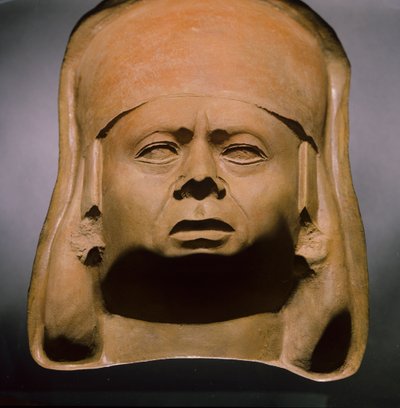Molde de arcilla moche para fundir cerámica de la cabeza de un hombre retratado de Nathan Benn