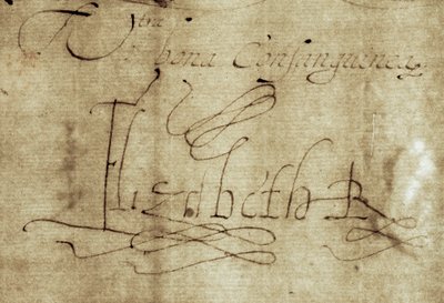 Firma Isabel R de la Reina Isabel I de Nathan Benn