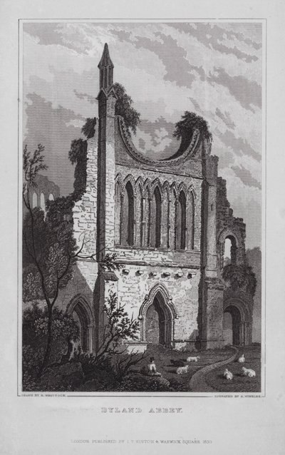 Abadía de Byland (grabado) de Nathaniel (after) Whittock