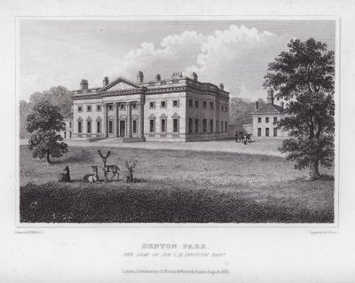 Parque Denton, la Residencia de Sir C H Ibbotson (grabado) de Nathaniel (after) Whittock