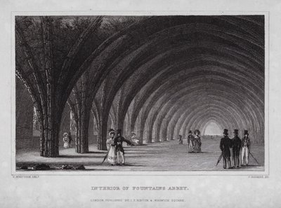 Interior de la Abadía de Fountains de Nathaniel (after) Whittock