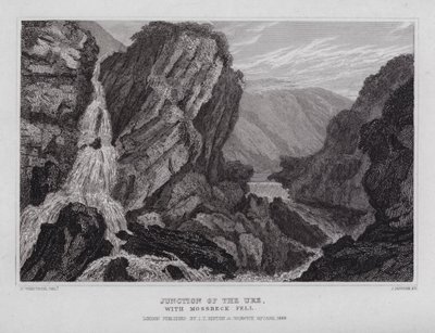 Unión del Ure, con Mossbeck Fell (grabado) de Nathaniel (after) Whittock