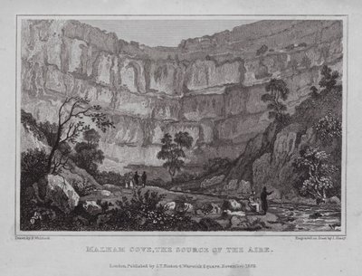 Malham Cove, la fuente del Aire (grabado) de Nathaniel (after) Whittock