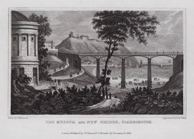 El museo y el nuevo puente, Scarborough (grabado) de Nathaniel (after) Whittock
