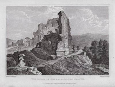 Las ruinas del castillo de Knaresborough (grabado) de Nathaniel (after) Whittock