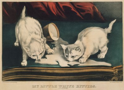 Mis pequeños gatitos blancos - En travesuras, 1871 de Currier and Ives
