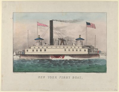 Ferry de Nueva York, ca. 1860-65. Creadores: Nathaniel Currier, James Merritt Ives, Currier and Ives de Currier and Ives
