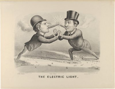 La luz eléctrica, 1880. Creadores: Nathaniel Currier, James Merritt Ives, Currier y Ives de Currier and Ives