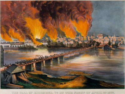 La caída de Richmond, Virginia, en la noche del 2 de abril de 1865 de Currier and Ives