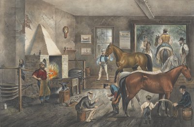 Trotting Cracks at the Forge, 1869 de Currier and Ives
