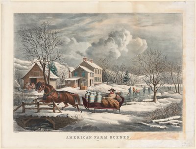 Escenas de granja americana, invierno, 1853 de Nathaniel Currier