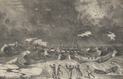 Terrible Naufragio del México en la Playa de Hempstead, 2 de enero de 1837, 1848-56 de Nathaniel Currier