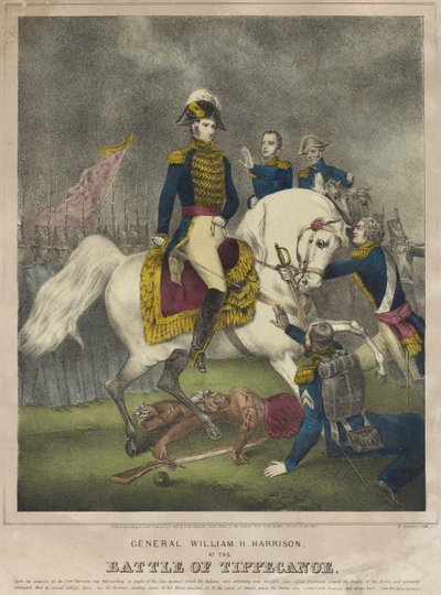 General William H. Harrison en la batalla de Tippecanoe de Nathaniel Currier