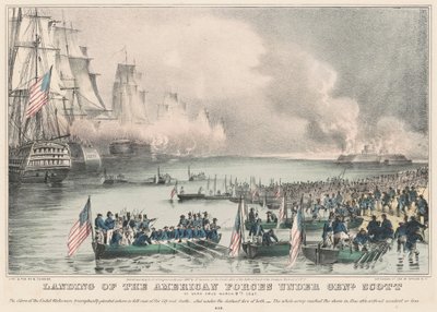 Desembarco de las fuerzas americanas bajo el mando del General Scott: En Veracruz, 9 de marzo de 1847 de Nathaniel Currier
