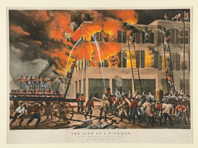La vida de un bombero / El fuego. - de Nathaniel Currier
