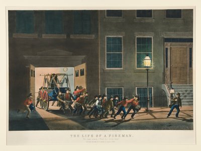La vida de un bombero / La alarma nocturna. - de Nathaniel Currier