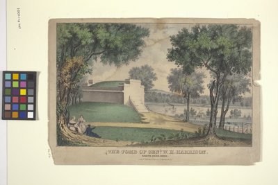 The Tomb Of Genl. W. H. Harrison (litografía coloreada a mano) de Nathaniel Currier