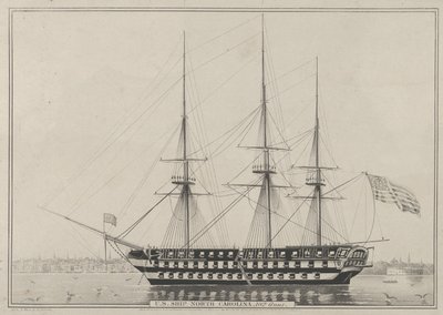 Buque estadounidense North Carolina, 102 cañones, 1843 de Nathaniel Currier