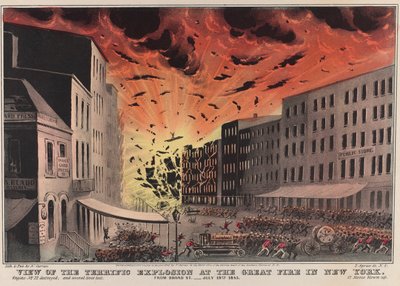 Vista de la terrible explosión del Gran Incendio de Nueva York. Desde Broad St. - 19 de julio de 1845 de Nathaniel Currier