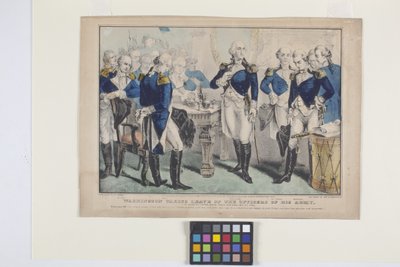 Washington se despide de los oficiales de su ejército (litografía coloreada a mano) de Nathaniel Currier