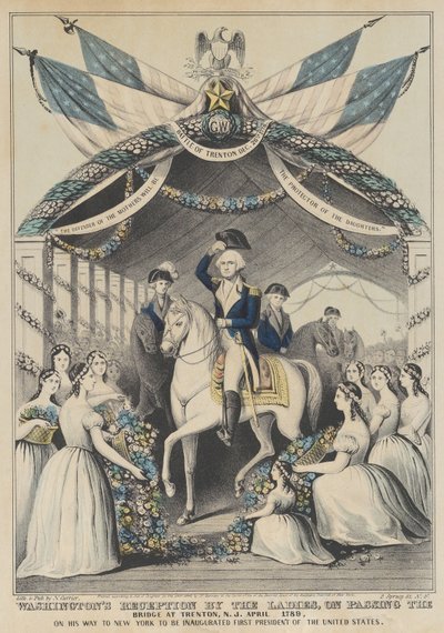 Recepción de Washington por las Damas al Pasar el Puente en Trenton, N.J., abril de 1789 de Nathaniel Currier