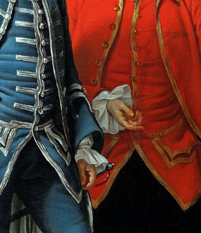 James Grant de Grant, John Mytton, el Honorable Thomas Robinson y Thomas Wynne (detalle) de Nathaniel Dance Holland