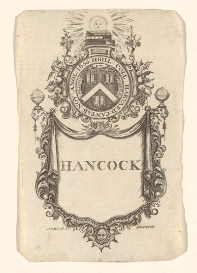 Ex libris de Harvard College (Hancock) de Nathaniel Hurd