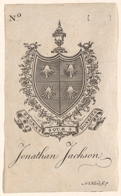 Ex libris de Jonathan Jackson de Nathaniel Hurd