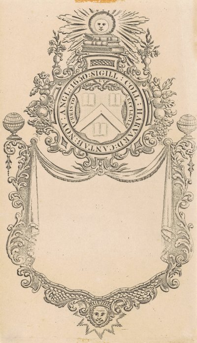 Exlibris del Colegio de Harvard con el sello Christo et Ecclesiæ de Nathaniel Hurd