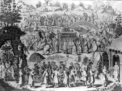 Procesión de una novia yendo a casa de su esposo, ilustración de 