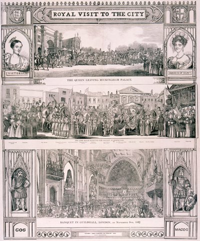 Visita de la Reina Victoria a la Ciudad de Londres, 1837 de Nathaniel Whittock
