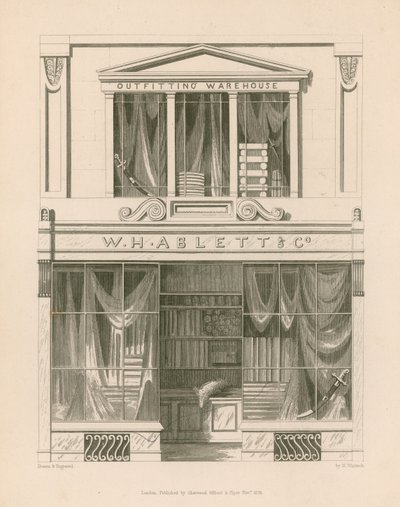Fachada de la tienda para W H Ablett, Almacén de ropa, Cornhill, Londres de Nathaniel Whittock
