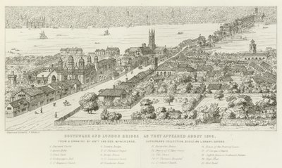 Southwark y el Puente de Londres, como aparecían alrededor de 1546 de Nathaniel Whittock