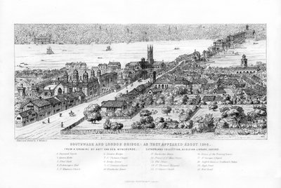 Southwark y el Puente de Londres como aparecían alrededor de 1546 de Nathaniel Whittock