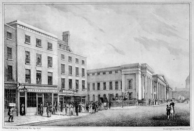 Vista a lo largo de Aldersgate Street y St. Martin-le-Grand hacia la Catedral de San Pablo de Nathaniel Whittock