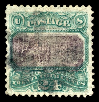 24c Declaración de Independencia G Grill error invertido, 1869 de National Bank Note Company
