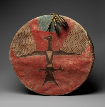 Escudo, c.1885 (cuero curtido, pigmento, madera y plumas) de Native American