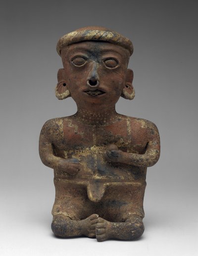 Figura Masculina, Parte de una Pareja Sentada, 300 a.C.-300 d.C. de Nayarit Nayarit