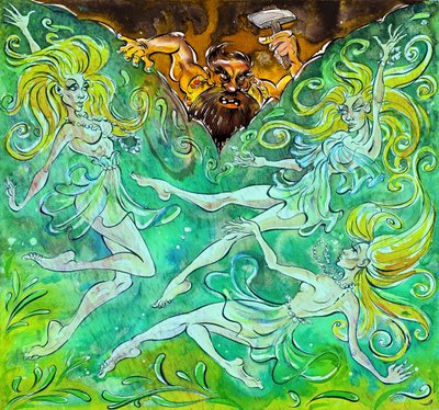 Alberich y las Doncellas del Rin - ilustración de 