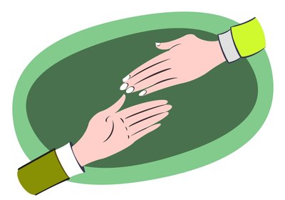 Manos que ayudan - ilustración de alegoría empresarial de Neale Osborne