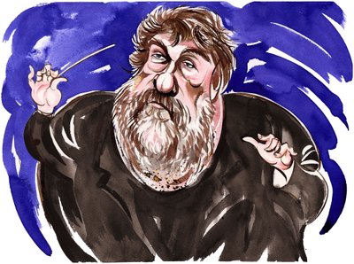 Oliver Knussen - caricatura en color de Neale Osborne